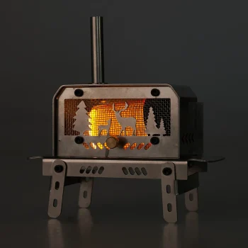 Outdoor Firewood Stove with Chimney Aromatherapy Holder Stainless Steel Camping Wood Stove for Backpacking Fishing 4