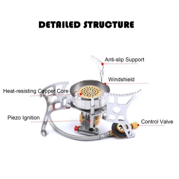 3900W Portable Gas Stove Split Gas Furnace Outdoor Camping Stove Piezo Ignition Stove/Manual Ignition Stove 4