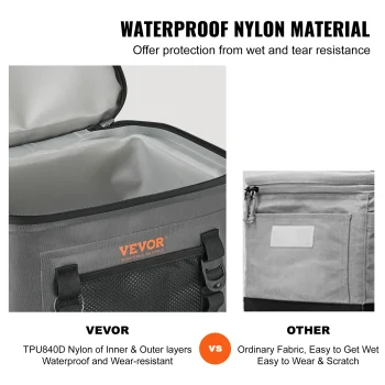 VEVOR Soft Cooler Bag,16/24/30 Cans,Leakproof , Waterproof Lightweight & Portable Collapsible Cooler for Beach, Hiking, Picnic 4