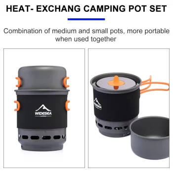 Widesea Camping Cooking System with Heat Exchanger Outdoor Gas Burner Stove Tourist Pot Set Cup Tableware Cookware Tourism Hike 4