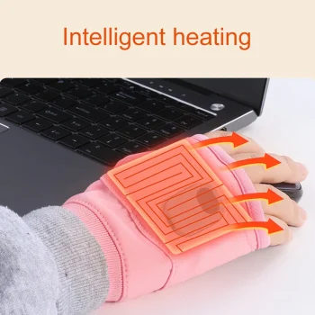 Rechargeable Heated Gloves 360 Degree Thermal Heated Gloves Winter Windproof Warm Fingerless Gloves for Outdoor Hiking Cycling 3