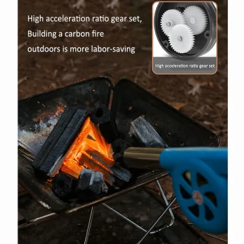 Hand Crank Fan Air Blower Fast Fire Starter BBQ Fan Air Blower Lightweight Grill Picnic Camping Stove Accessories 4