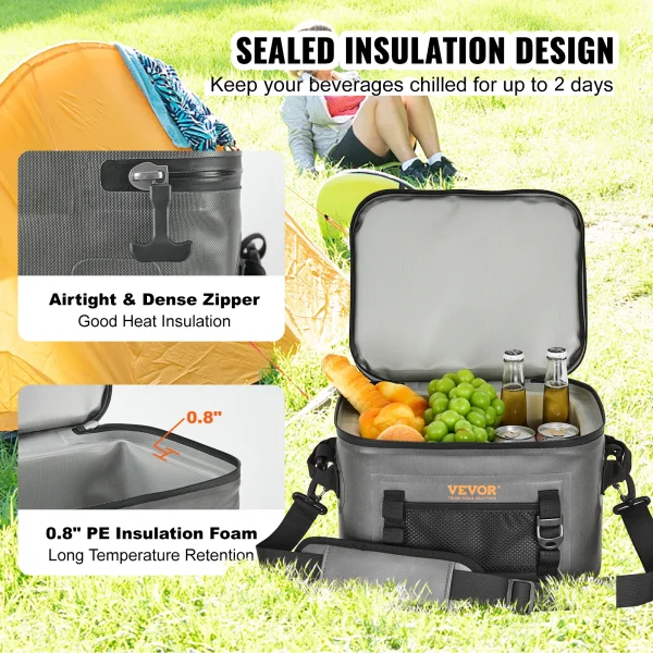 VEVOR Soft Cooler Bag,16/24/30 Cans,Leakproof , Waterproof Lightweight & Portable Collapsible Cooler for Beach, Hiking, Picnic 2
