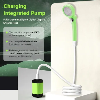 Camping Shower Pump RV Outdoor Shower Kit Camp Shower w/Full Screen Intelligent Digital Display Adjustable 6000mAh Shower Kit 3