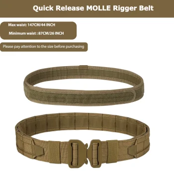 8-in-1 Hunting Tactical Battle Belt with Accessories Tactical Combat Belt Quick Release Rigger Belt Heavy Duty Belts 8 Pcs 3