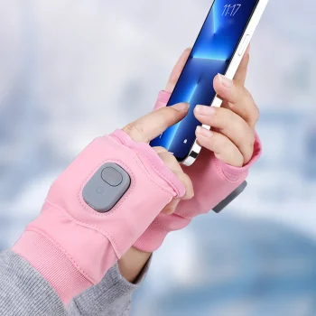 Rechargeable Heated Gloves 360 Degree Thermal Heated Gloves Winter Windproof Warm Fingerless Gloves for Outdoor Hiking Cycling 4