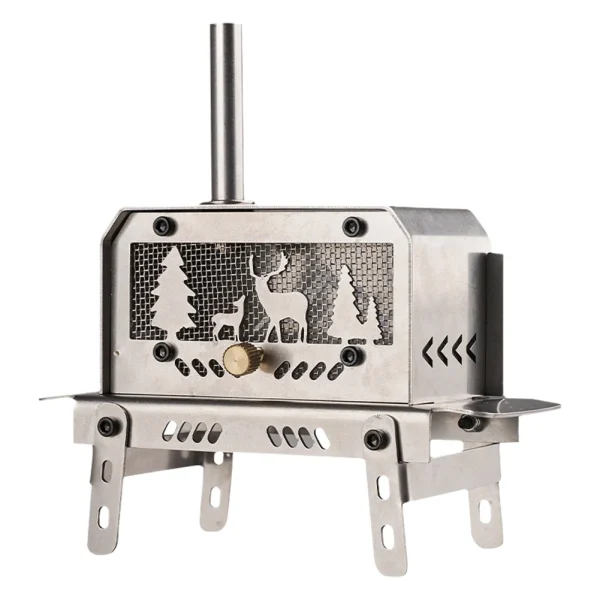 Outdoor Firewood Stove with Chimney Aromatherapy Holder Stainless Steel Camping Wood Stove for Backpacking Fishing 1