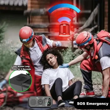 Wind Up Radio USB Rechargeable Solar Powered Radio Mobile Charging FM Radio LED Flashlight Camping Hand-Cranked Lighting Radio 4