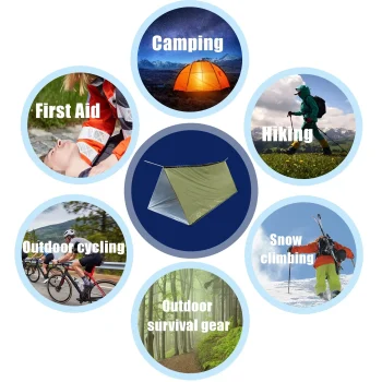 2 Person Emergency Shelter Bivy Survival Tent Kit Mylar Tube Tent Sleeping Bag Waterproof Outdoor SOS Thermal Blanket Reusable 5