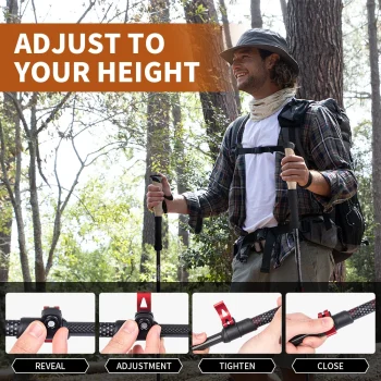 Naturehike Trekking Poles 2pcs Carbon Fiber Collapsible Telescopic Sticks Lightweight Walking Hiking Stick Climbing Stick 3