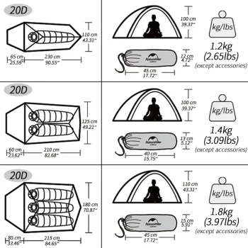 Naturehike Cloud Up 1 2 3 People Tent Ultralight 20D Camping Tent Waterproof Outdoor Hiking Travel Tent Backpacking Cycling Tent 5
