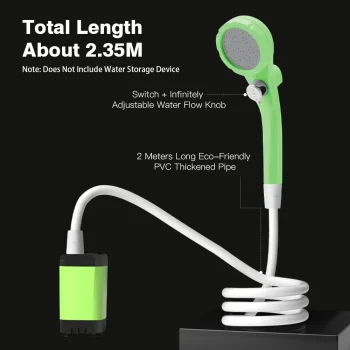 Camping Shower Pump RV Outdoor Shower Kit Camp Shower w/Full Screen Intelligent Digital Display Adjustable 6000mAh Shower Kit 4