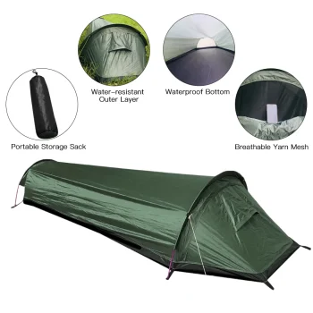Backpacking Tent Outdoor Camping Sleeping Bag Tent Lightweight Single Person Tent 4