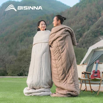 BISINNA 2 Person Camping Sleeping Bag Portable Detachable Sleeping Bag for Travel Outdoor Hiking 4