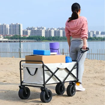 Collapsible Folding Utility Beach Cart Wagon Heavy Duty Large Capacity Fold Wagon Ourdoor Trolley Portable Garden Camping Cart 5