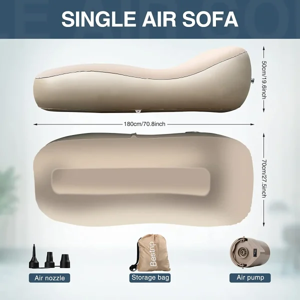 Bestrip Inflatable Couch, Air Mattress Sofa Bed Camping Air Chair For Backyard Beach Travel Camping Picnic Outdoor Furniture 2