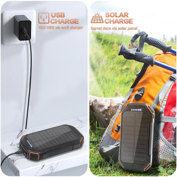 36000mAh Solar Power Bank with Wireless Charging 4 Wires PD18W For Outdoor Adventure daily trip 2