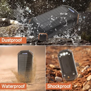 36000mAh Solar Power Bank with Wireless Charging 4 Wires PD18W For Outdoor Adventure daily trip 4
