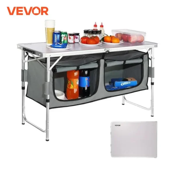 VEVOR Camping Kitchen Table Quick set-up Folding Camping Table MDF Camping Table for Outdoor Picnics BBQ Camping RV Traveling 1