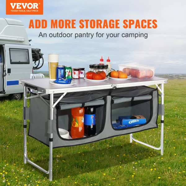 VEVOR Camping Kitchen Table Quick set-up Folding Camping Table MDF Camping Table for Outdoor Picnics BBQ Camping RV Traveling 2