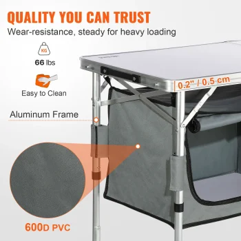VEVOR Camping Kitchen Table Quick set-up Folding Camping Table MDF Camping Table for Outdoor Picnics BBQ Camping RV Traveling 4