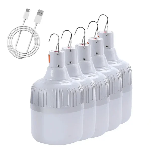 60W Camping Light USB Rechargeable LED Emergency Lamp Outdoor Portable Lanterns with Hook for Tents Battery Bulb 1
