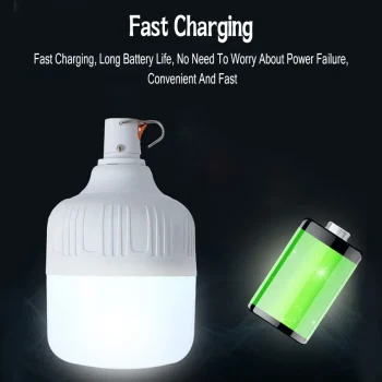 60W Camping Light USB Rechargeable LED Emergency Lamp Outdoor Portable Lanterns with Hook for Tents Battery Bulb 5