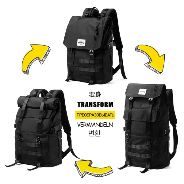 MOYYI 3 in 1 Expandable Laptop Ruckpack Waterproof Outdoor Sport Flip Hiking Knapsack 2