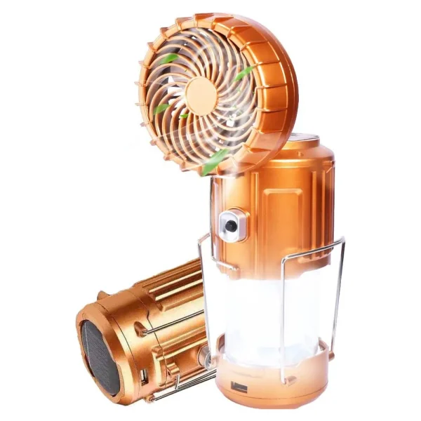 Solar Camping Lantern with Fan USB Rechargeable Waterproof 1