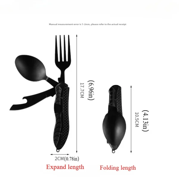 Outdoor Camping Portable Stainless Steel Foldable Spoon Fork Knife Bottle Opener Combo Set Cutlery Home Multitool Tableware 1