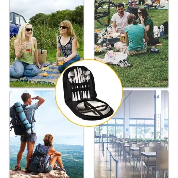 20Pcs Outdoor Camping Cutlery Organizer Utensil Picnic portable Set Stainless Steel 1