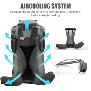 WESTTUNE 60L Explorer Internal Frame Backpack with Rain Cover 2