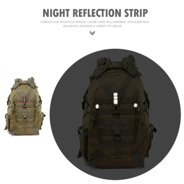 Military Style Tactical Molle Climbing Rucksack Hiking Outdoor Reflective Shoulder Fishing Laptop Bag 2