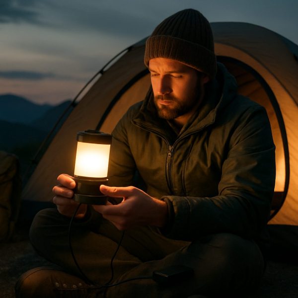 A person sits cross-legged in front of a lit tent at dusk, holding a glowing lantern, with mountains visible in the background. | outdoorsurvivors.com A person sits cross legged in front of a lit tent at dusk, holding a glowing lantern, with mountains visible in the background | outdoorsurvivors com
